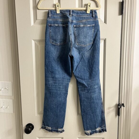 DL1961 Wom Jeans Sz27 Jerry High Rise Straight Linden Distressed Raw Hem Stretch - Picture 5 of 12